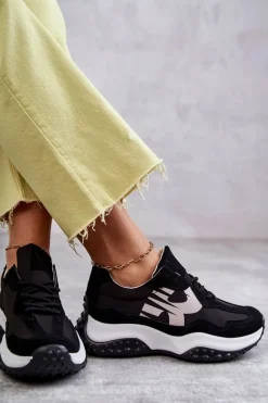 Damskie Buty Sportowe Wiązane Czarne Tolea