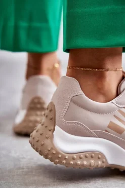 Damskie Buty Sportowe Wiązane Beżowe Tolea
