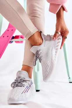 Damskie Buty Sportowe Wsuwane Szare Rokko