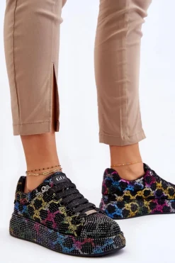 Damskie Buty Sportowe Z Dżetami GOE LL2N4010 Czarne