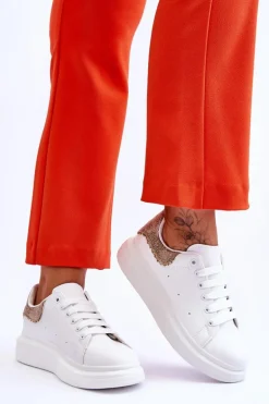 Damskie Buty Sportowe Z Ozdobnym Wzorem Biało-Złote Delight