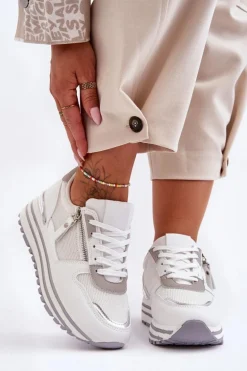 Damskie Buty Sportowe Z Ozdobnym Zamkiem Białe Cairo