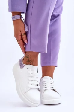 Damskie Buty Sportowe Z Ozdobnym Wzorem Biało-Fioletowe Delight
