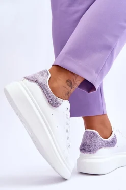 Damskie Buty Sportowe Z Ozdobnym Wzorem Biało-Fioletowe Delight