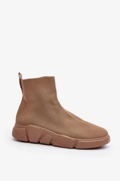 Damskie Buty Sportowe Ze Skarpetą Beżowe Zirila