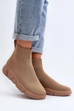 Damskie Buty Sportowe Ze Skarpetą Beżowe Zirila