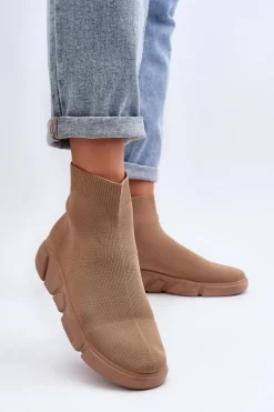 Damskie Buty Sportowe Ze Skarpetą Beżowe Zirila