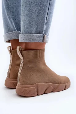 Damskie Buty Sportowe Ze Skarpetą Beżowe Zirila