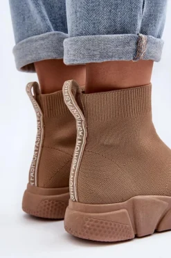 Damskie Buty Sportowe Ze Skarpetą Beżowe Zirila