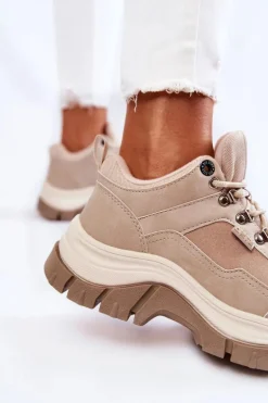 Damskie Buty Trekkingowe Trapery Memory Foam Big Star KK274363 Beżowe