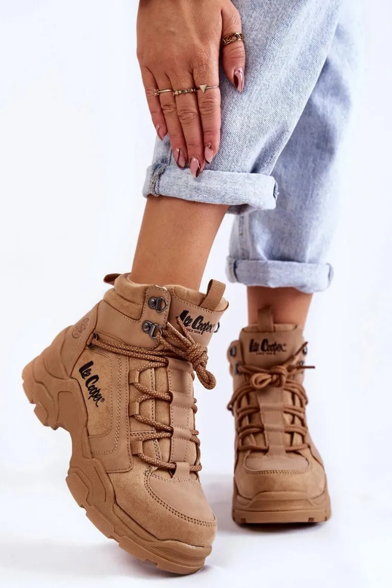 Damskie Buty Trekkingowe Trapery Lee Cooper LCJ-22-31-1442 Brązowe