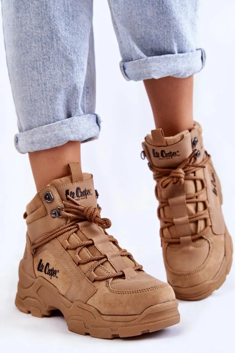 Damskie Buty Trekkingowe Trapery Lee Cooper LCJ-22-31-1442 Brązowe