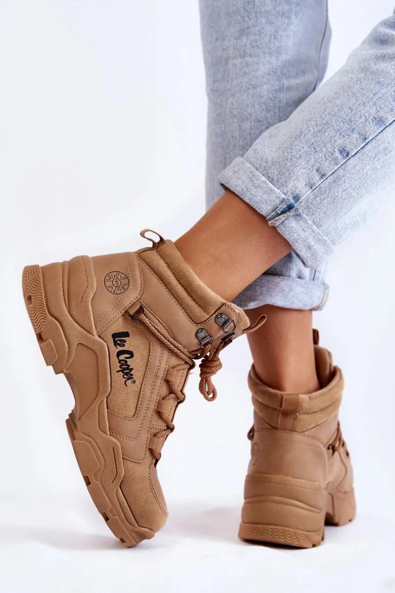 Damskie Buty Trekkingowe Trapery Lee Cooper LCJ-22-31-1442 Brązowe