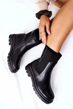 Damskie Ciepłe Botki Czarne Nikiera