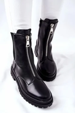 Damskie Ciepłe Botki Czarne Assuh