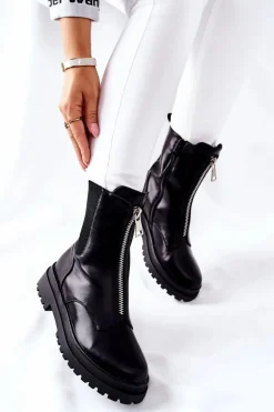 Damskie Ciepłe Botki Czarne Assuh