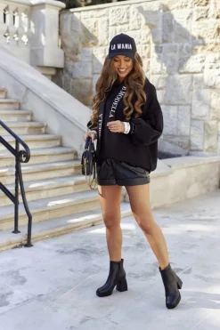 Damskie Ciepłe Botki Kwadratowy Słupek Czarne Closer