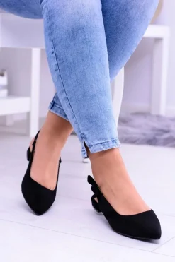 Damskie Czarne Baleriny w Szpic Howla