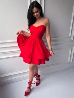 Damskie Czółenka Na Słupku Wiązane Czerwone Demmi