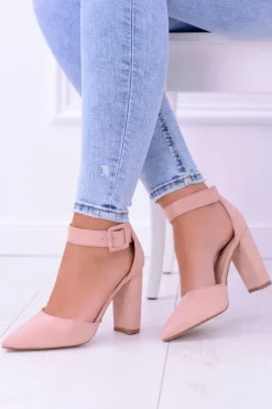 Damskie Czółenka Na Słupku Zamszowe Różowe Harinta