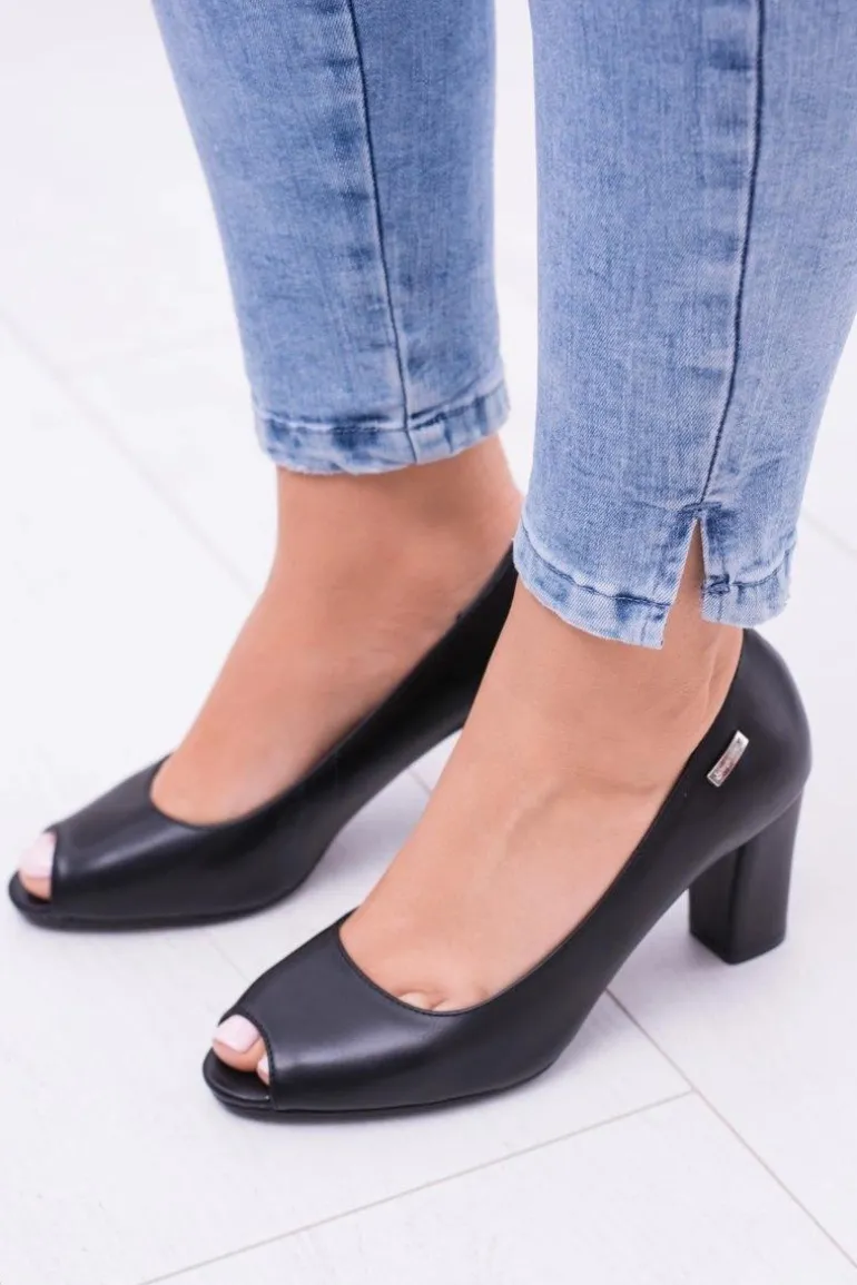 Damskie Czółenka Sergio Leone Bez Palcy Czarne Penelope