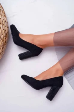 Damskie Czółenka Sergio Leone PB200 Zamszowe Czarne Selva