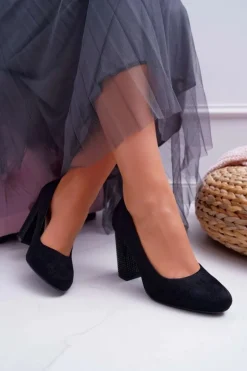 Damskie Czółenka Sergio Leone PB200 Zamszowe Czarne Selva