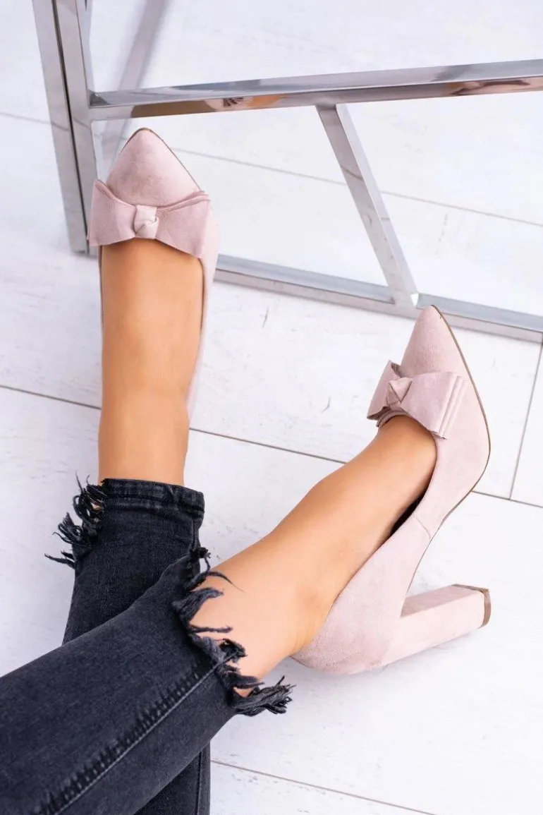 Damskie Czółenka W Szpic Beżowe Sandy