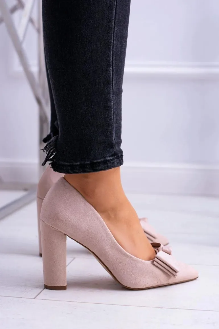 Damskie Czółenka W Szpic Beżowe Sandy