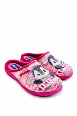 Damskie Domowe Klapki Papcie Pingwiny Inblu EC-81-023 Różowe