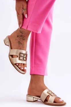 Damskie Eleganckie Klapki Z Ozdobą Złote Atlantis