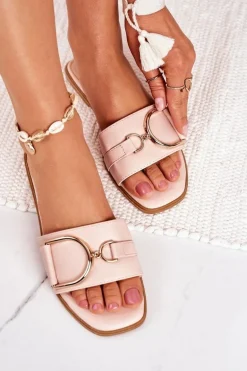 Damskie Eleganckie Klapki Różówe Debbie