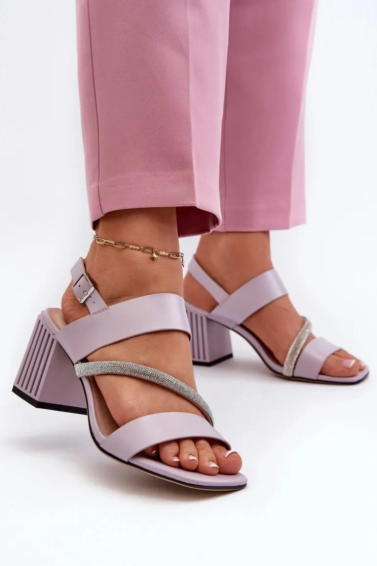 Damskie Eleganckie Sandały Na Słupku Fioletowe D&A MR38-549