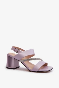 Damskie Eleganckie Sandały Na Słupku Fioletowe D&A MR38-549
