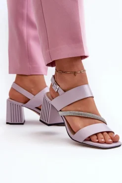 Damskie Eleganckie Sandały Na Słupku Fioletowe D&A MR38-549