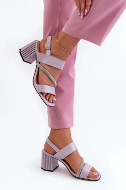 Damskie Eleganckie Sandały Na Słupku Fioletowe D&A MR38-549