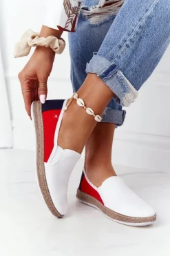 Damskie Espadryle Big Star HH276009 Biało-Czerwone