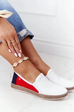 Damskie Espadryle Big Star HH276009 Biało-Czerwone