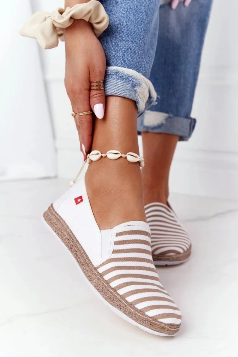 Damskie Espadryle Big Star HH276001 Beżowo-Białe