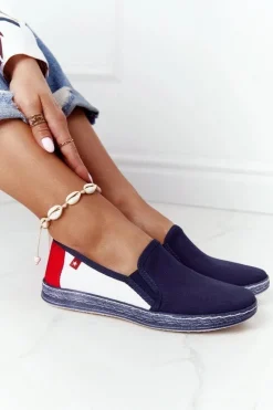 Damskie Espadryle Big Star HH276008 Granatowo-Białe