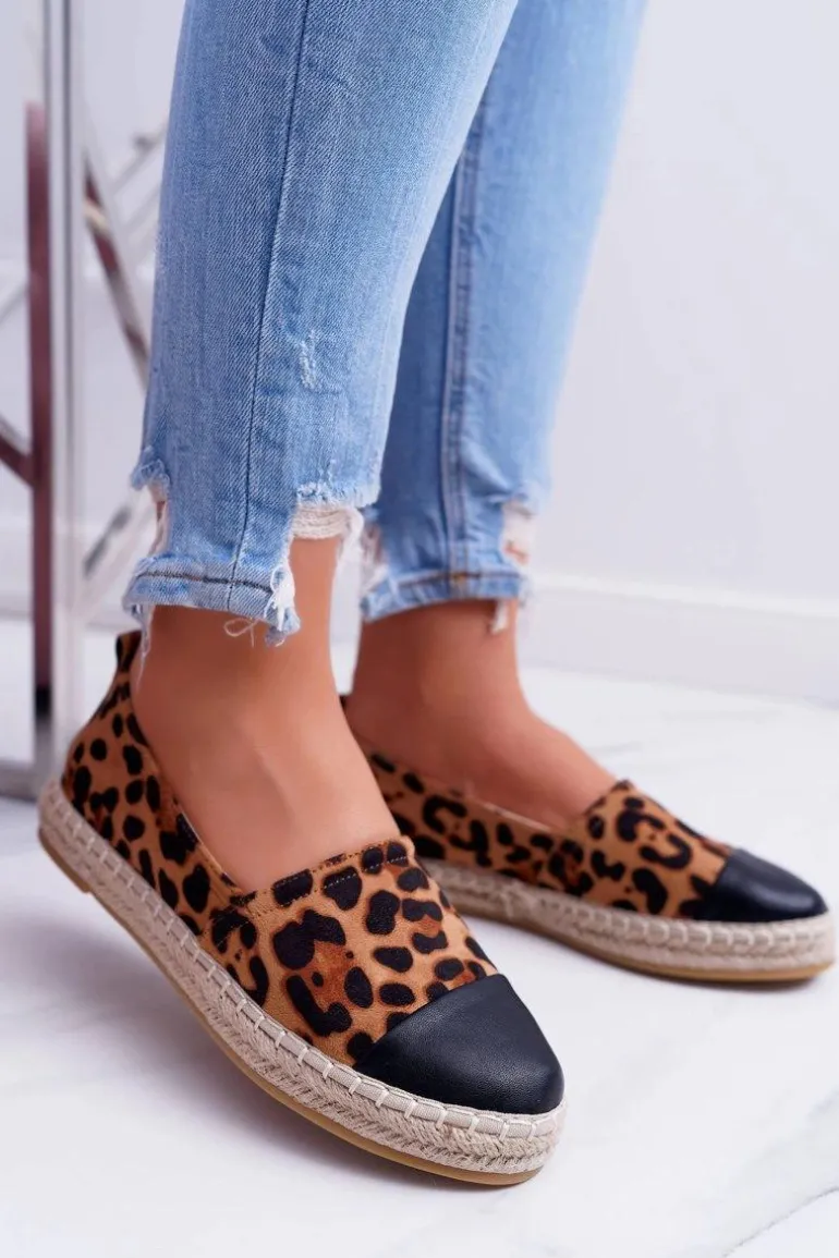 Damskie Espadryle Leopard Flaty