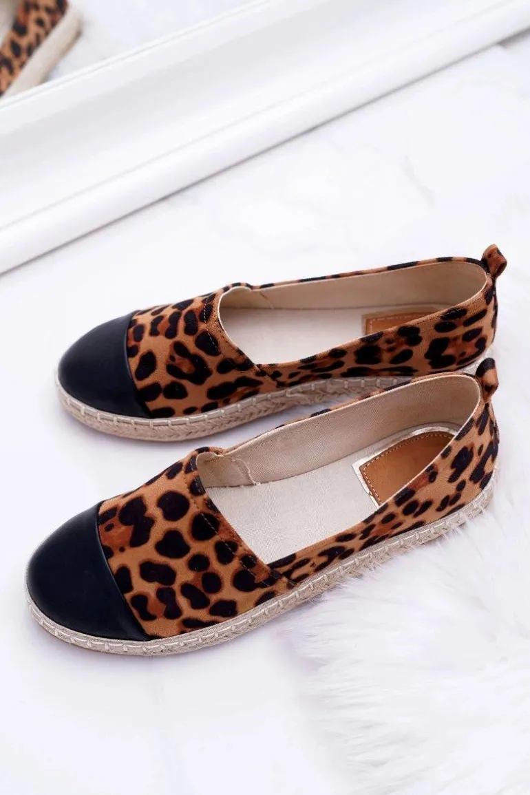 Damskie Espadryle Leopard Flaty