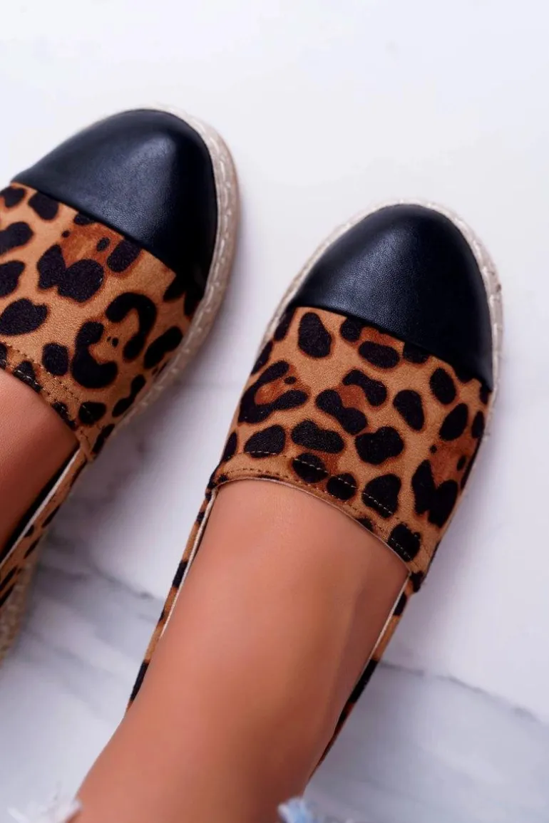 Damskie Espadryle Leopard Flaty