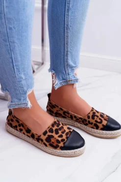 Damskie Espadryle Leopard Flaty