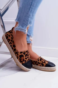 Damskie Espadryle Leopard Flaty
