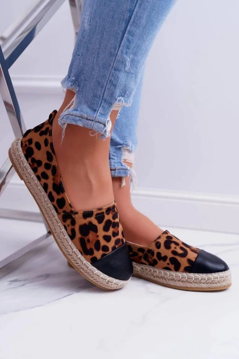 Damskie Espadryle Leopard Flaty