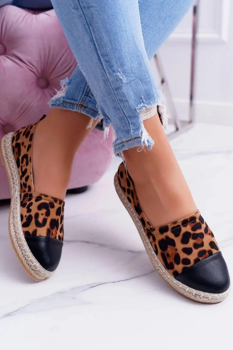 Damskie Espadryle Leopard Flaty