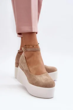 Damskie Espadryle Na Koturnie Beżowe Malla