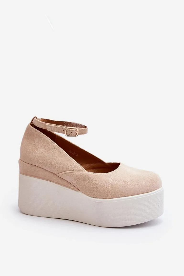 Damskie Espadryle Na Koturnie Jasnobeżowe Malla