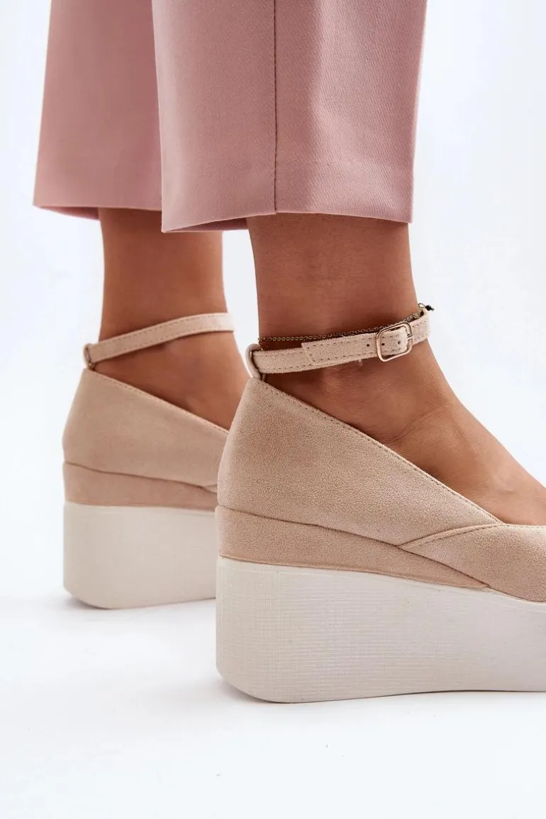 Damskie Espadryle Na Koturnie Jasnobeżowe Malla